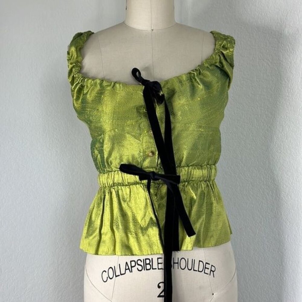 CIAO LUCIA Ilaria Silk Sleeveless Top with Velvet Bow - Picture 2 of 10